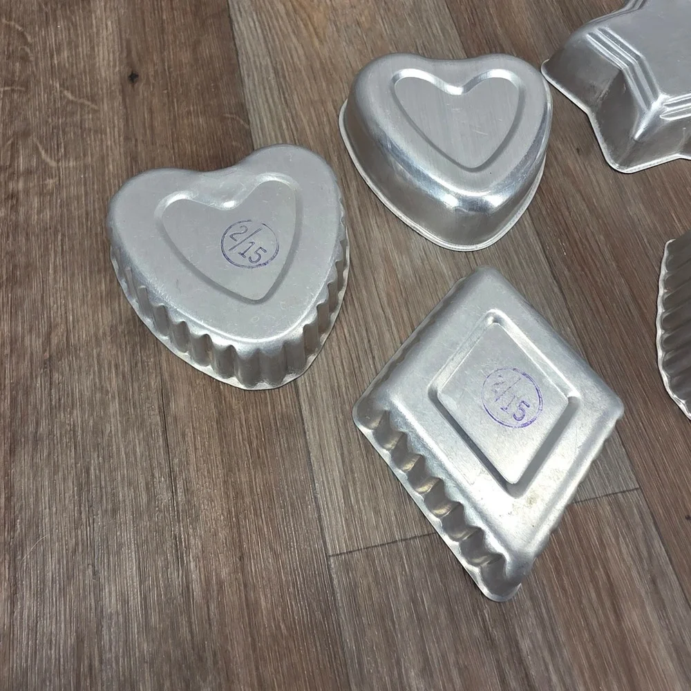Vintage Aluminum Mini Cake Jello Molds Stars Hearts Playing Card Suits Set‎ of 8